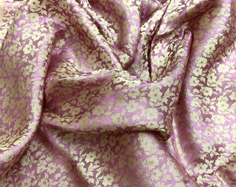 PURE MULBERRY SILK fabric by the yard - Floral Silk - Pink silk with white flowers - Handmade in Vietnam - Luxury silk - Gift for women