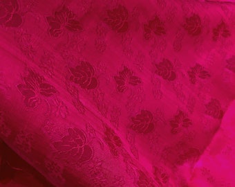 BLOEMEN MULBERRY SILK-stof op maat gesneden - Roze zijde met bladpatroon - Biologische vezels - Cadeau voor vrouwen - Zijde kledingstof - Kleding maken
