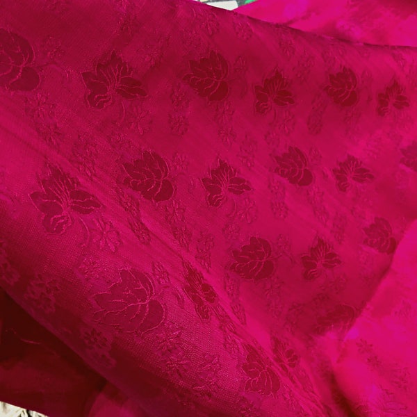 FLORAL MULBERRY SEIDE Stoff Meterware - Pink Seide mit Blattmuster - Biofaser - Geschenk für Frauen - Seidenbekleidungsstoff - Dressing