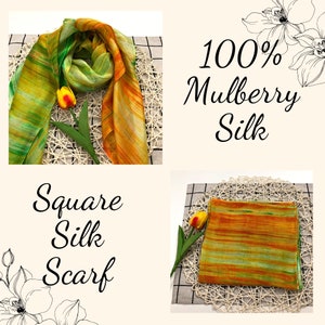 100% PURE MULBERRY SILK Scarf - Square silk scarf - Luxury Silk Scarf for Women - Smooth and Lightweight Scarves - Gift for women