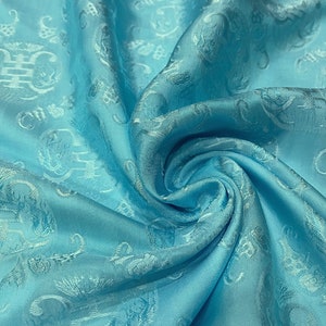 PURE MULBERRY SILK fabric by the yard - Light blue pattern silk fabric - Organic fiber - Dress making - Silk for sewing - Gift for women