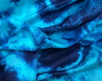 100% Mulberry Silk Habotai fabric by the yard - Blue silk habotai - Luxury silk fabric for Skirt, Scarf – Plain Habutai– Gift for women