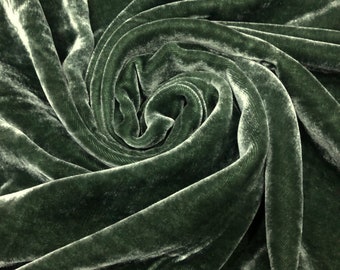 100% MULBERRY SILK VELVET stof op maat gesneden – Groen zijden fluweel – Luxe Zijde Fluweel voor Jurk, Rok, High End Kledingstuk – Cadeau voor vrouwen