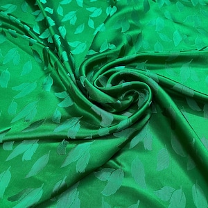 PURE MULBERRY SILK fabric by the yard - Green pattern silk fabric - Handmade silk - Dress making - Silk apparel fabric - Gift for women