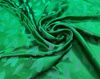PURE MULBERRY SILK fabric by the yard - Green pattern silk fabric - Handmade silk - Dress making - Silk apparel fabric - Gift for women