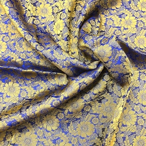 Tissu en soie pure MULBERRY par mètre - Soie à motif chrysanthème - Soie florale - Tissu en soie fait main - Confection de robes - Tissu pour vêtements en soie