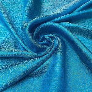 PURE MULBERRY SILK fabric by the yard - Light blue floral silk - Handmade silk fabric - Vintage textile - Gift for her - Silk apparel fabric