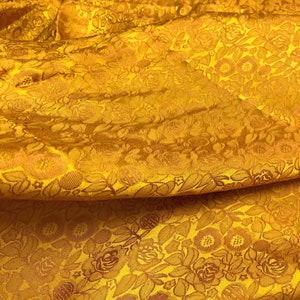 PURE MULBERRY SILK fabric by the yard - Gold floral silk - Handmade silk - Organic fiber - Gift for her - Silk for sewing - Sewing clothes