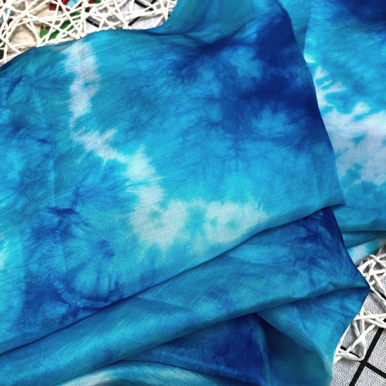 100 Mulberry Silk Habotai Fabric by the Yard Blue Silk Etsy