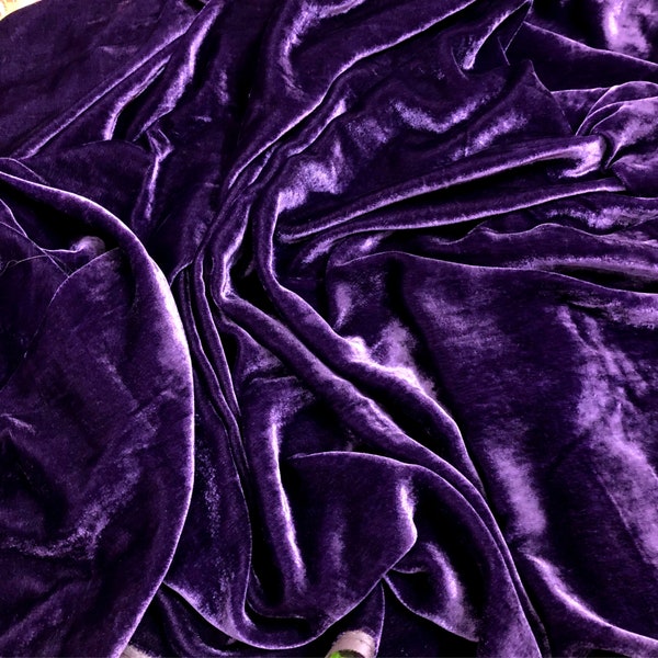 100% PURE MULBERRY SILK velvet fabric by the yard – Purple silk - Luxury Silk Velvet for Dress, Skirt, High End Garment – Gift for women