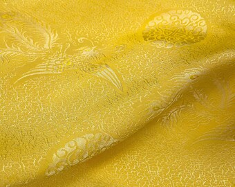 PURE MULBERRY SILK fabric by the yard - Yellow pattern silk - Handmade silk - Vintage textile - Dressmaking - Sewing clothes - Gift for her