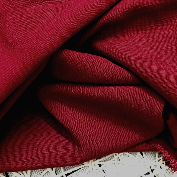 RED TUSSAR SILK fabric by the yard – Pure mulberry silk - Handwoven Tussah Silk Fabric - Textured Silk – Handmade silk - Gift for women