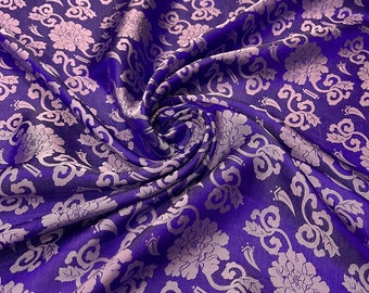 PURE MULBERRY SILK fabric by the yard - Purple floral - Handmade fabric - Organic fiber - Dressmaking - Silk for sewing - Gift for women