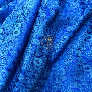 REINER Maulbeerseide Stoff - Blaue Blumenseide - Handgemachter Stoff - Kleider machen - Geschenk für sie - Seidenbekleidungsstoff - Stoff Seide