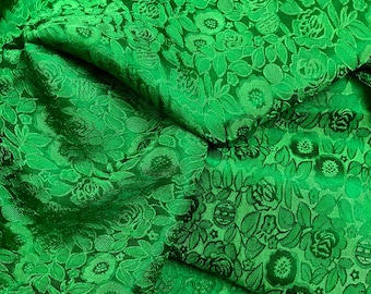 PURE MULBERRY SILK fabric by the yard - Green floral silk - Handmade silk - Luxury silk - Gift for her - Silk apparel fabric - Dress making