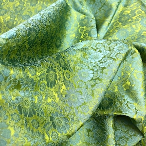 PURE MULBERRY SILK fabric by the yard - Chrysanthemum pattern - Floral silk - Handmade silk - Dress making - Gift for her - Silk for sewing