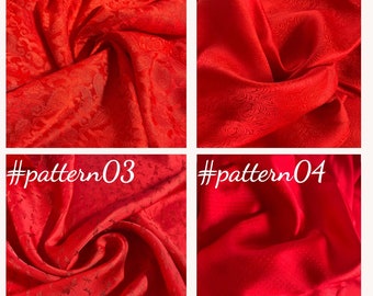 PURE MULBERRY SILK fabric by the yard - Red silk with pattern fabric - Organic fabric - Gift for women - Dress making - Silk apparel fabric