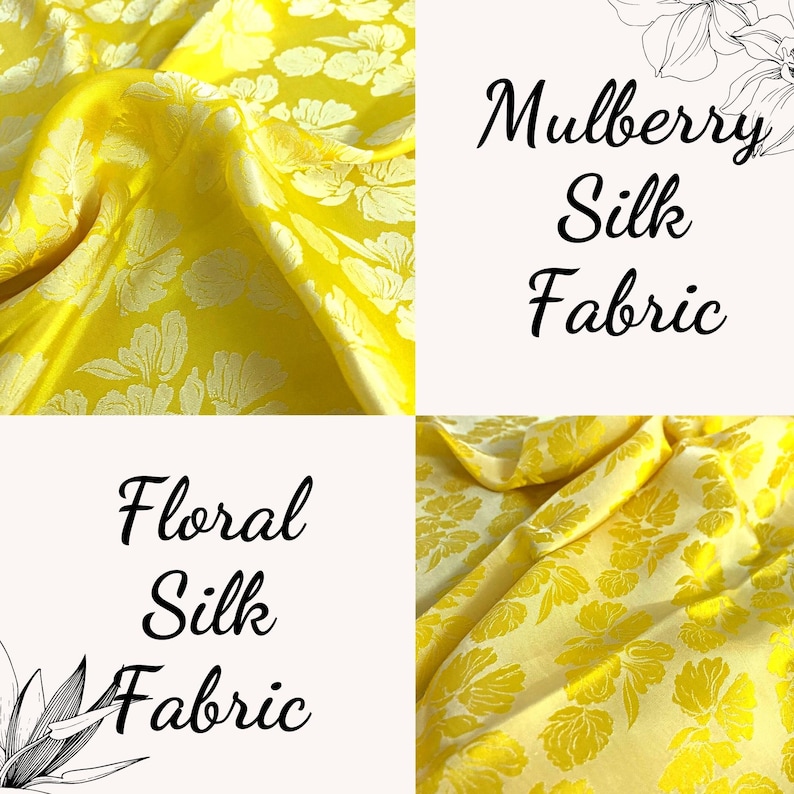PURE MULBERRY SILK Fabric by the Yard Flower Pattern Organic Etsy