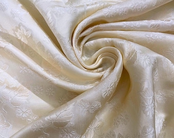 PURE MULBERRY SILK fabric by the yard - Pattern fabric - Handmade silk - Silk apparel fabric - Dress making - Beige silk - Sewing clothes