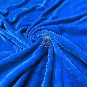 100% MULBERRY SILK VELVET fabric by the yard – Blue silk velvet for Dress, Skirt, High End Garment – Gift for her - Silk apparel fabric