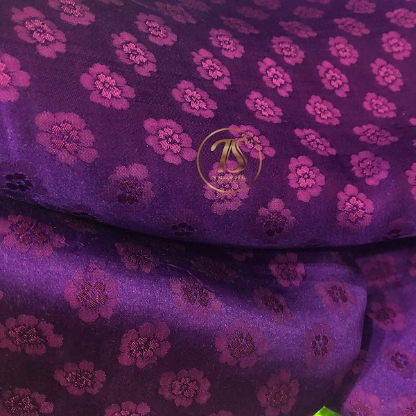 FLORAL MULBERRY SILK fabric by the yard - Purple silk - Handmade silk fabric - Organic fiber - Dress making - Gift for her - Silk for sewing