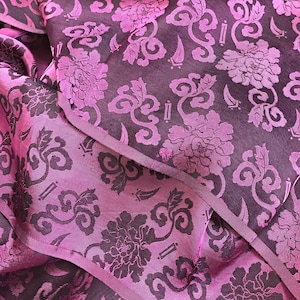 PURE MULBERRY SILK fabric by the yard - Pink flower silk - Handmade silk - Dress making - Gift for women - Silk for sewing - Sewing clothes