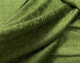 FLORAL MULBERRY SILK fabric by the yard - Green floral silk fabric - Handmade silk - Dress making - Silk apparel fabric - Gift for women