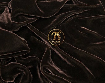 100% MULBERRY SILK VELVET fabric by the yard –  Brown velvet - Luxury Silk Velvet for Dress, Skirt, High End Garment – Gift for women
