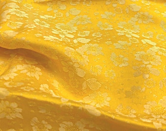 PURE MULBERRY SILK fabric by the yard - Yellow silk - Handmade fabric - Organic fiber - Dress making - Sewing clothes - Silk for sewing