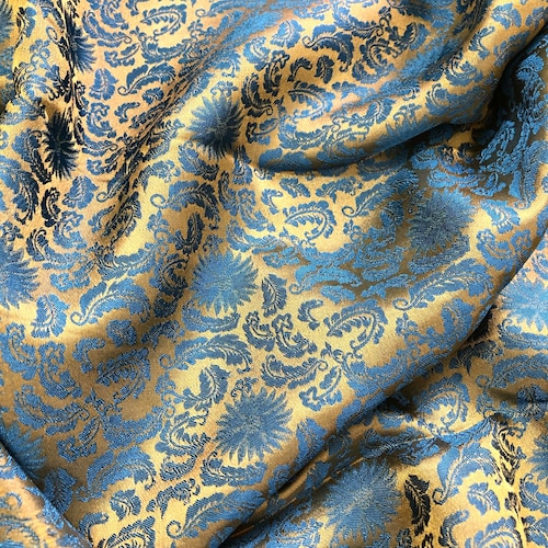 PURE MULBERRY SILK Fabric by the Yard Paisley Pattern Gold - Etsy