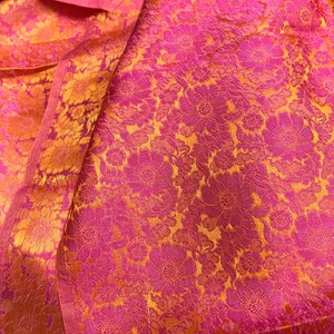 PURE MULBERRY SILK fabric by the yard - Chrysanthemum pattern silk - Handmade silk fabric - Organic fiber - Dress making - Silk for sewing