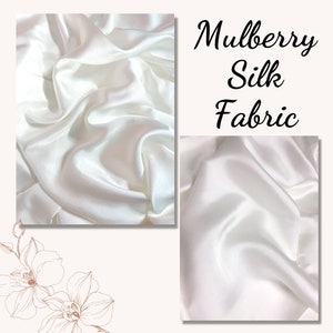 Tejido SATIN MULBERRY SILK cortado a medida Seda blanca Tejido hecho a mano Fibra orgánica Confección Tela de ropa de seda Coser ropa imagen 6