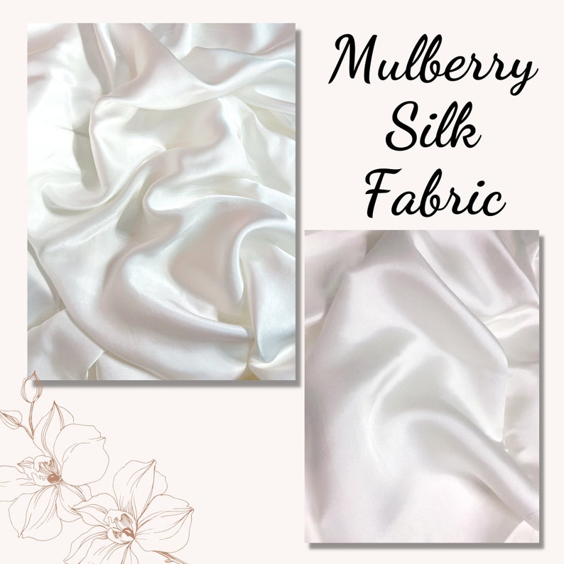 SATIN MULBERRY SILK fabric by the yard White silk Handmade fabric Organic fiber Dressmaking Silk apparel fabric Sewing clothes zdjęcie 6