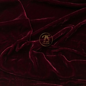 100% MULBERRY SILK VELVET fabric by the yard – Burgundy velvet - Luxury Silk Velvet for Dress, Skirt, High End Garment – Gift for women