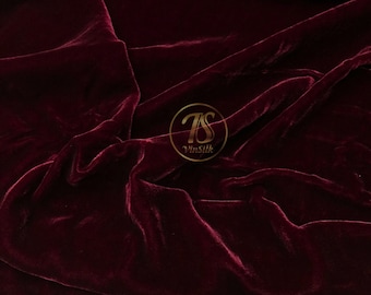 100% MULBERRY SILK VELVET fabric by the yard – Burgundy velvet - Luxury Silk Velvet for Dress, Skirt, High End Garment – Gift for women