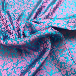 PURE MULBERRY SILK fabric by the yard - Blue silk with floral pattern - Organic fiber - Silk for sewing - Dressmaking - Silk apparel fabric
