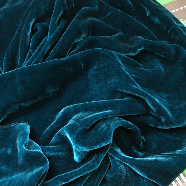 Tissu 100% MULBERRY SILK VELVET par yard - Soie bleue - Velours de soie de luxe pour robe, jupe, vêtement haut de gamme - Cadeau pour femme