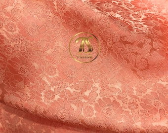 Tela de seda pura morera cortada a medida - Tela de seda floral naranja claro - Fibra orgánica - Confección de vestidos - Regalo para ella - Tela de seda para prendas