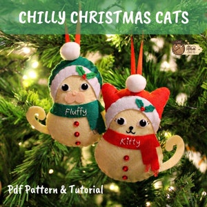 Felt christmas decorations | Felt cat pattern