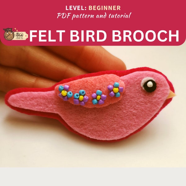 Whimsical Elegance: create a sparkling pink felt bird brooch with beads | DIY Tutorial