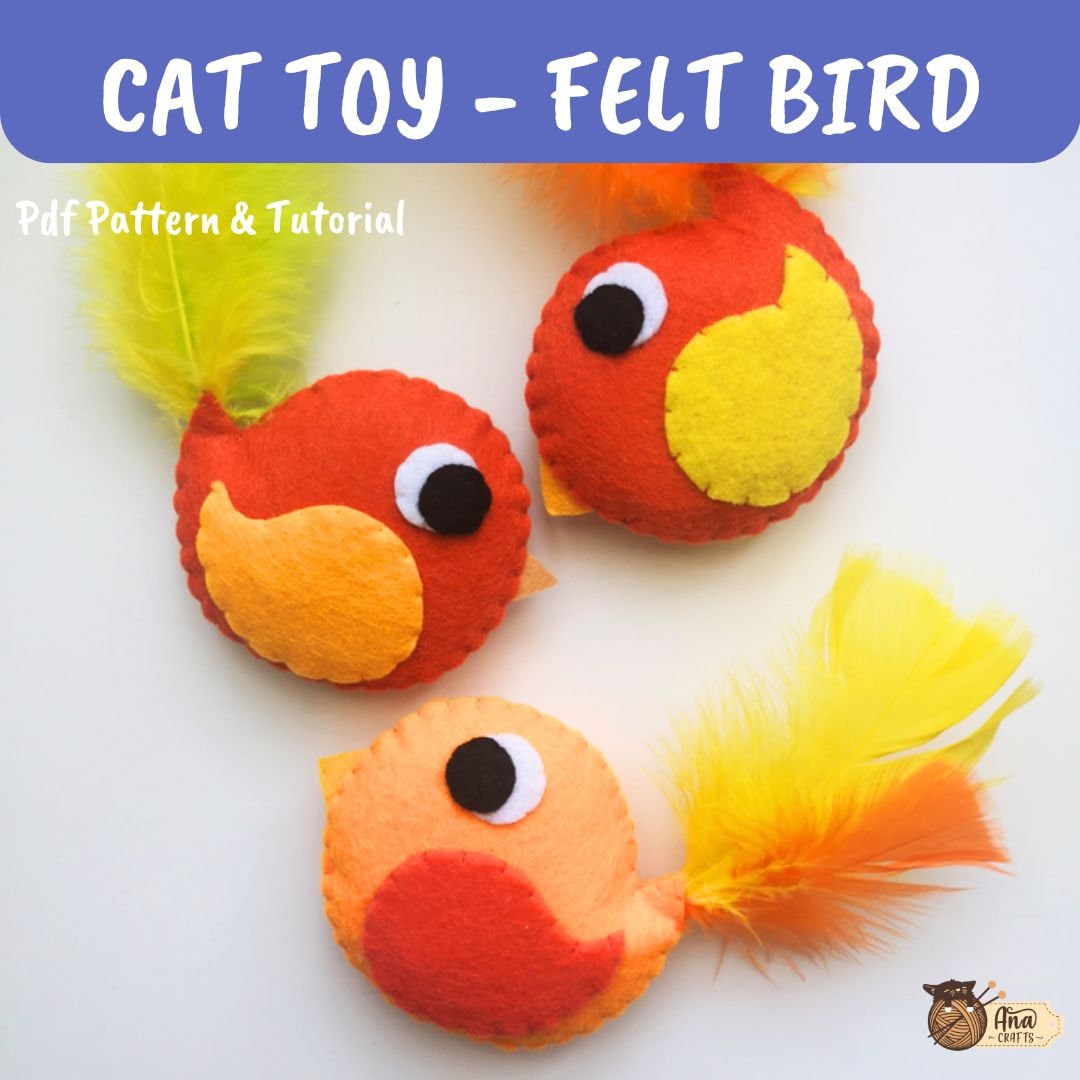 Felt Bird Pattern Toy for Cat - Main Image