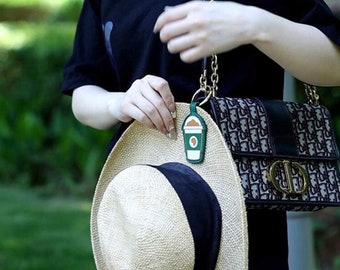 Coffee drink Travel Hat Clip, leather hat clip, magnetic hat clip, purse hat clip, teacher hat clip, hat clip for bag, hat clip for travel,