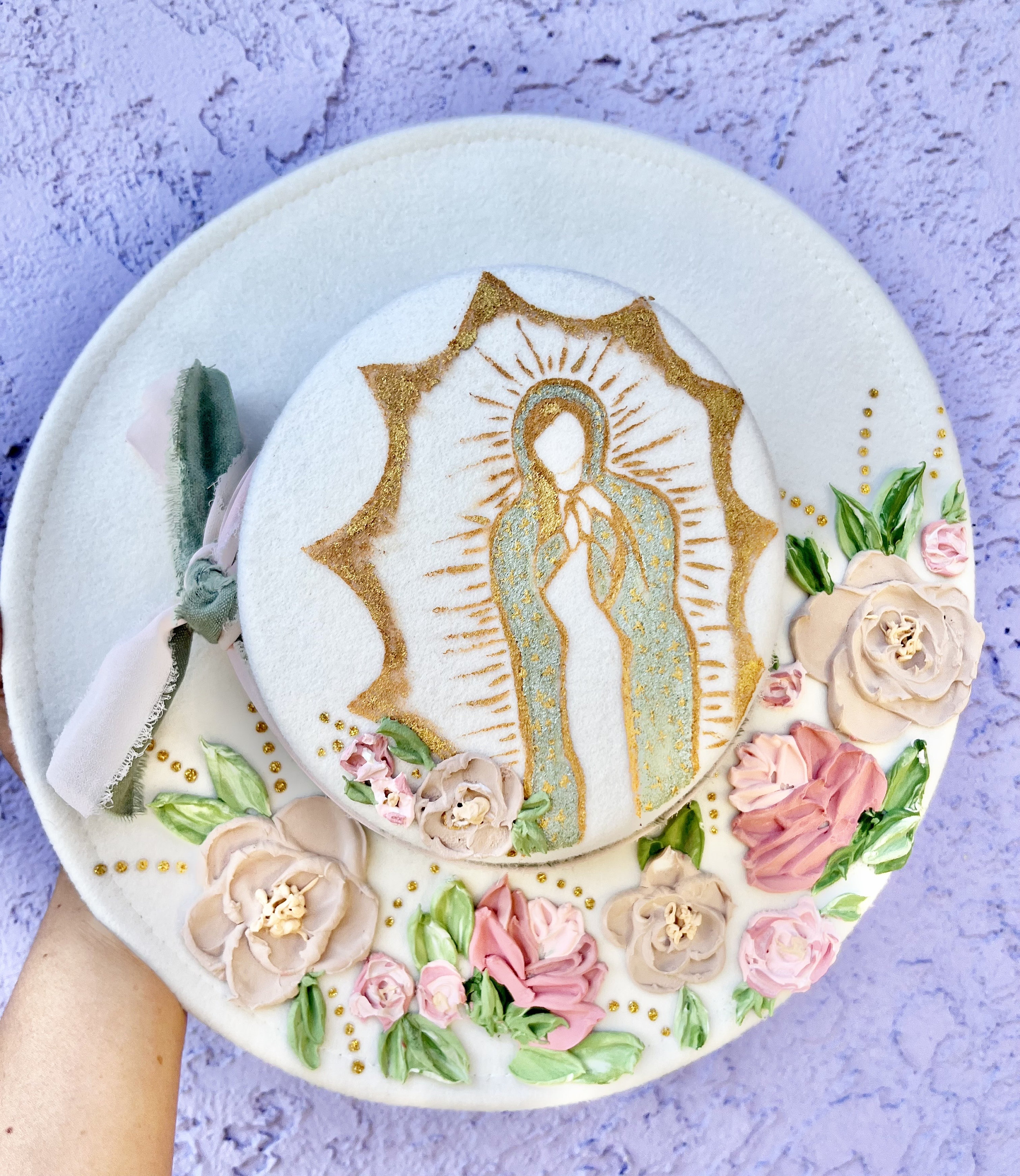 Virgen de Guadalupe hand painted hat Virgen Guadalupe Hat - Etsy main image 2
