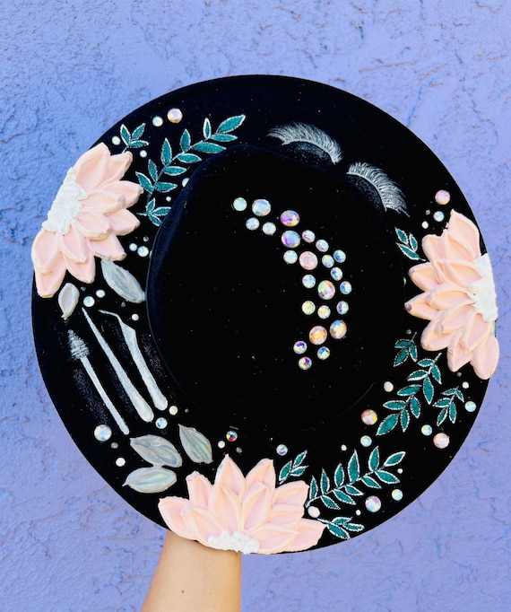 Lash Tech Hat, Floral Fedora, Hand Painted Fedora, 3d Hand  display picture 3