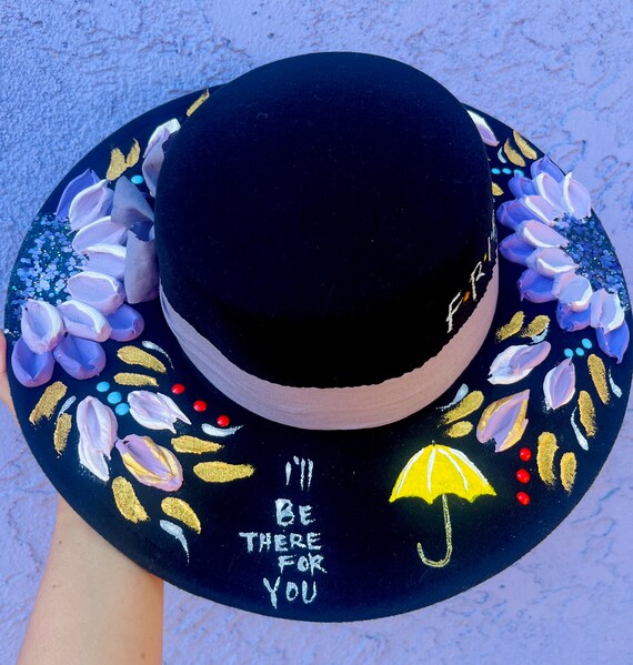 FRIENDS, FRIENDS Hat, Purple Fedora, Hand Painted Purple Hat  display picture 2