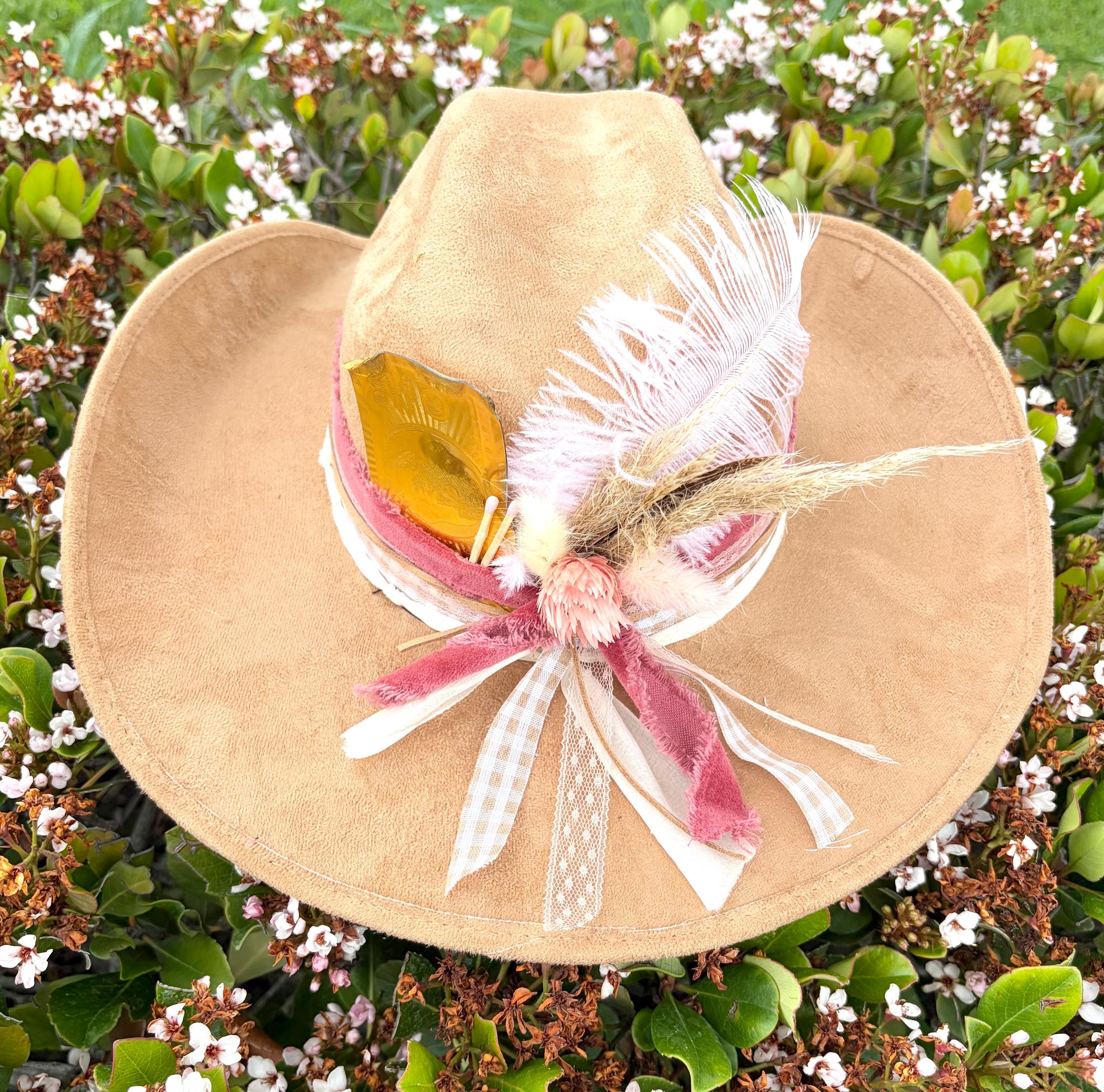 Cowgirl Hat, Western Fitted Hat, Western Hat Floral Hand 