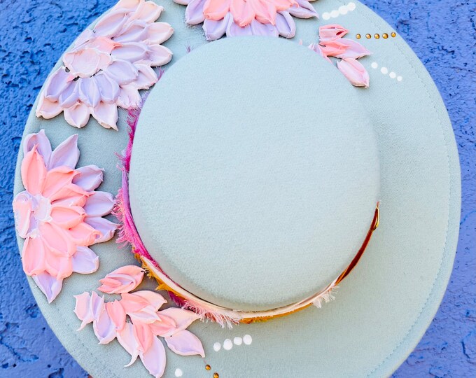 Mint Green Fedora Hat Customized Fedora Hat Personalized Etsy