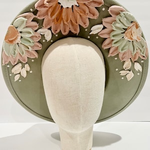 Floral  hand painted hat, hat, 3d paint fedora,3d hat painting, rancher hat, floral hat, vintage hat, sage wide brim hat, textured hat