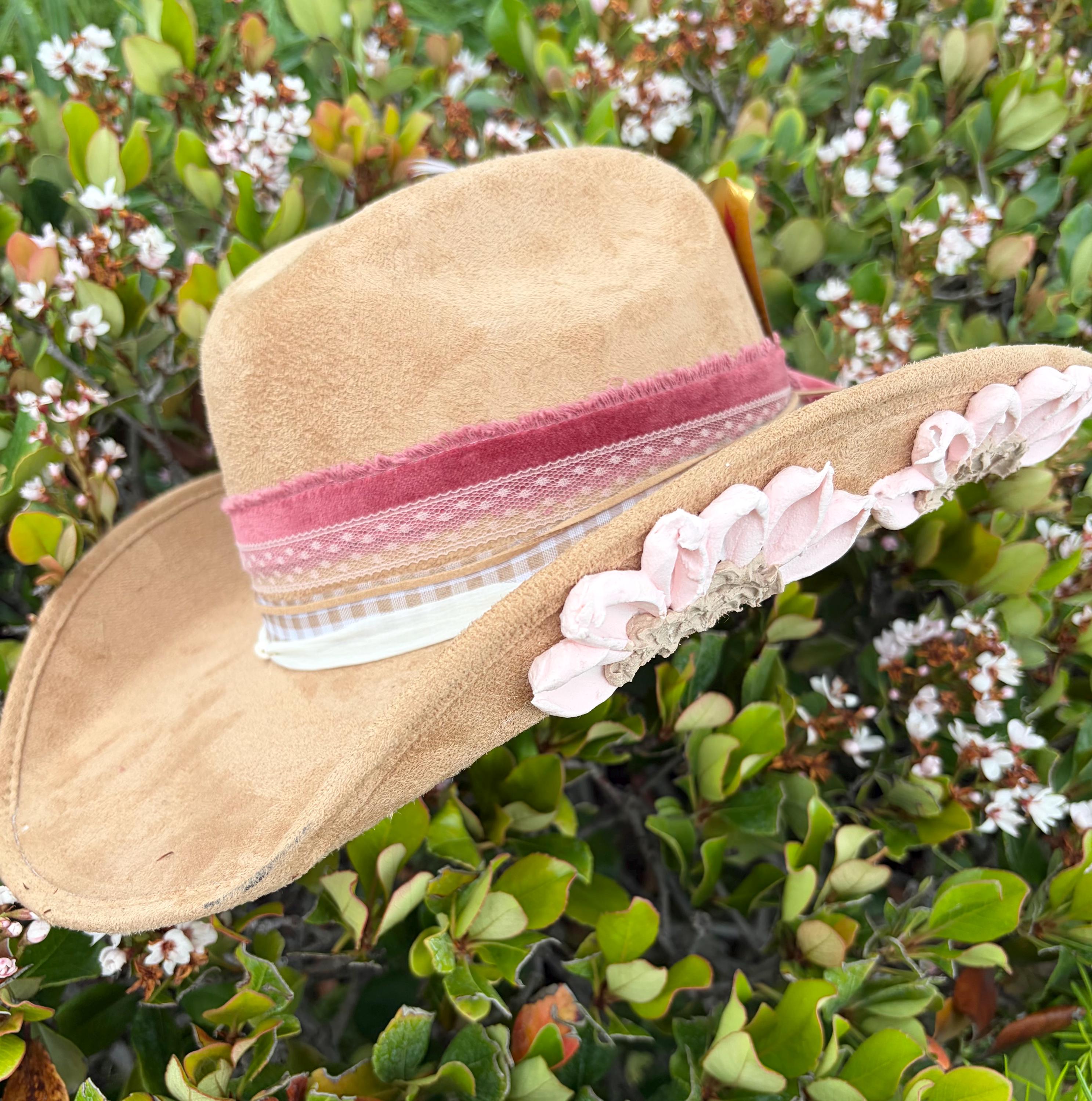 ❤️PRICE DROPTie-Dye Hand Painted/dyed pinch front Cowgirl Hat with Flower Detail Hand Painted Cowboy Hat - Felt – Camelia Mexican Boutique main image 2
