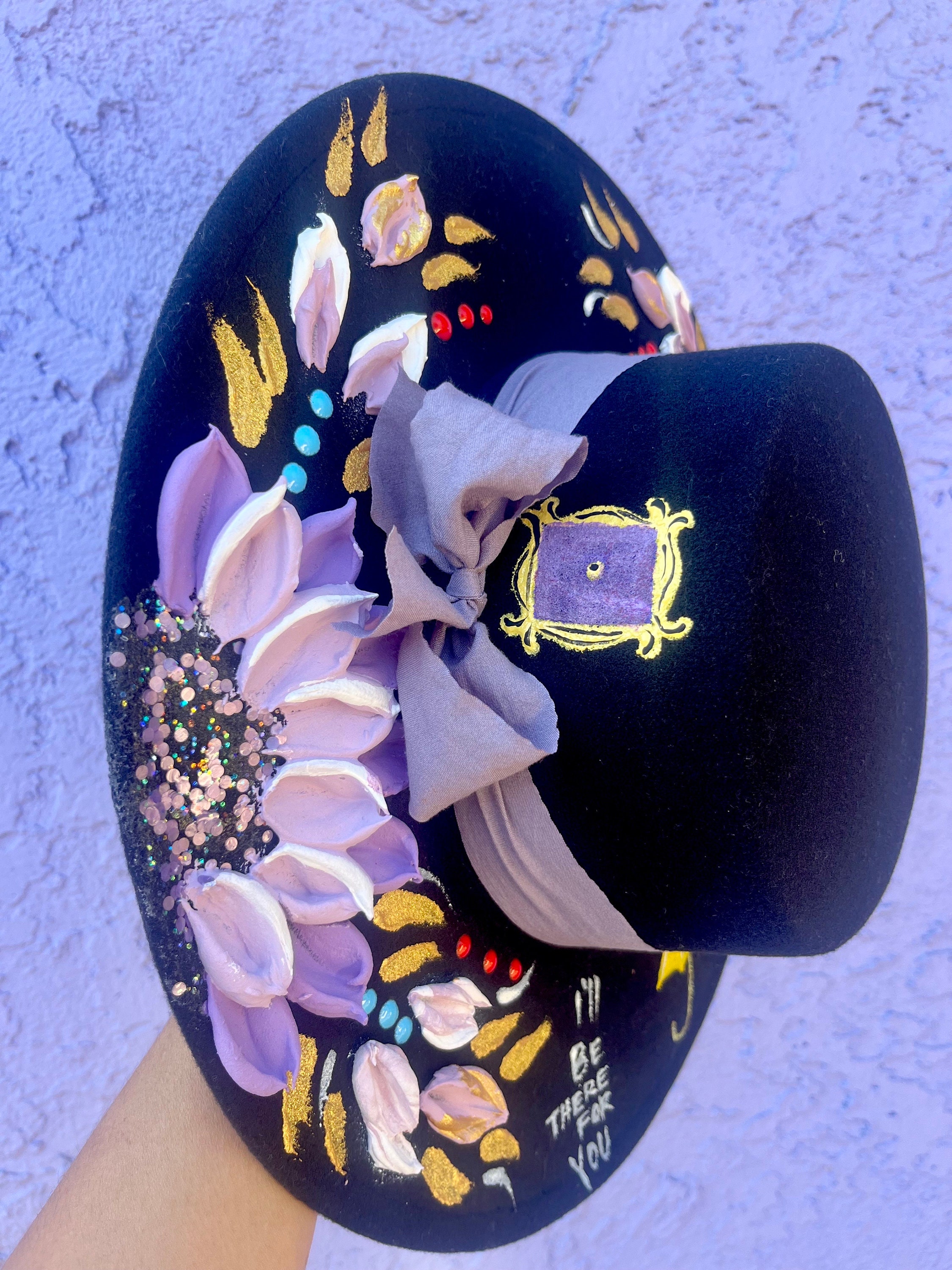 FRIENDS, FRIENDS Hat, Purple Fedora, Hand Painted Purple Hat  display picture 2
